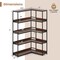 Walnut Metal Engineered Wood L-Shaped Bookshelf with 5 Shelves and Anti-Tip Kits